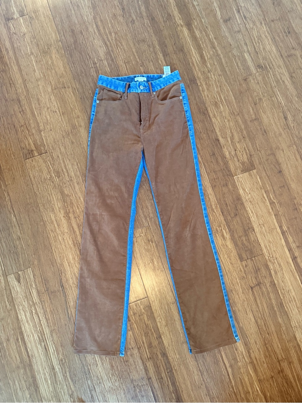 Paneled Jeans with Brown Suede
